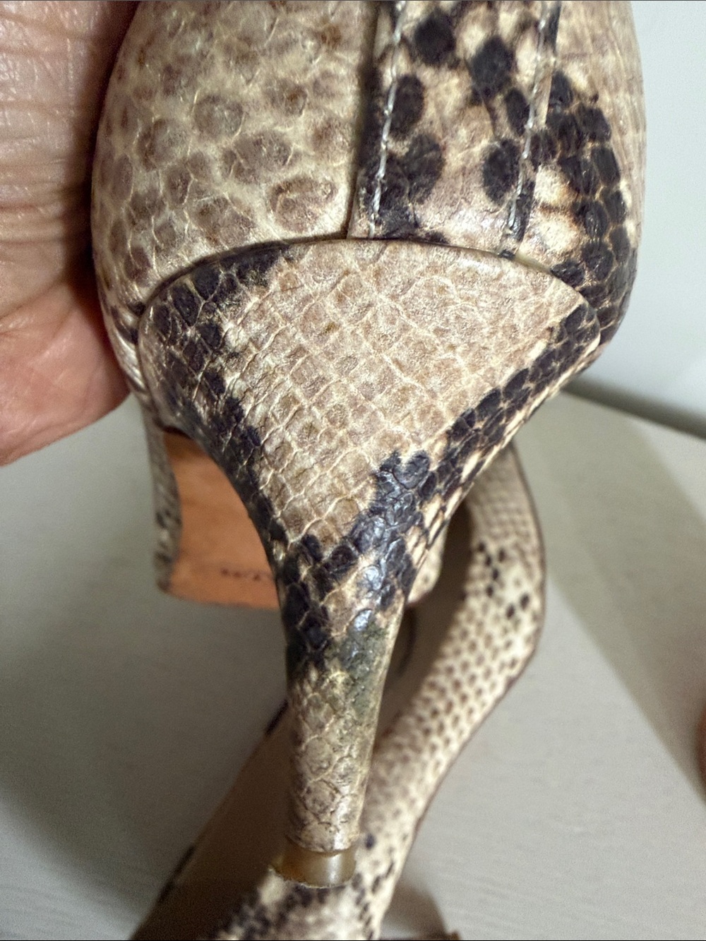 Coach Snake-Print Pointed-Toe Pumps in Tan and Black - Picture 6 of 6